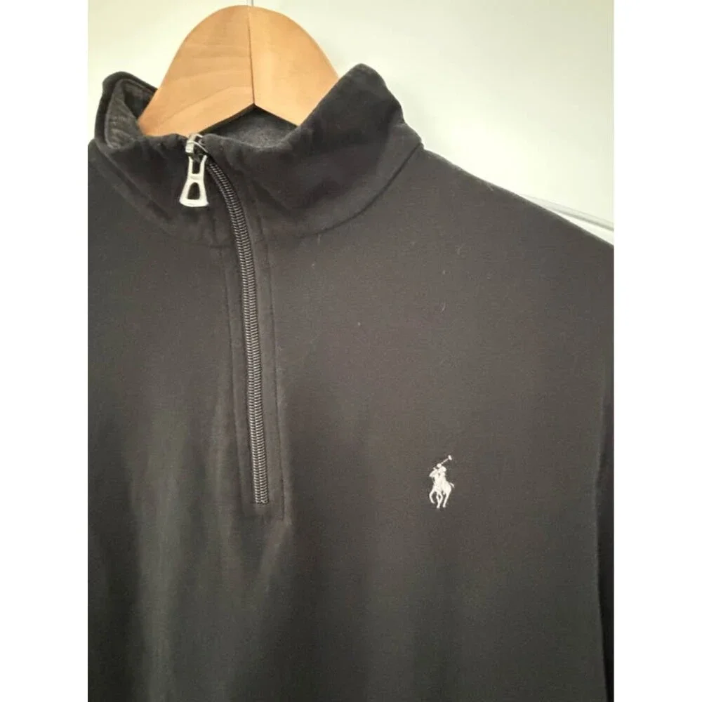 Polo Ralph Lauren Performance Men's Quarter Zip Pullover Sweatshirt Black Medium
